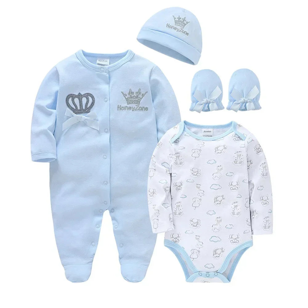 100% coton nouveau-né automne et hiver barboteuses à manches longues ensemble 0-12M bébé vêtements ensemble body une pièce hiver bébé vêtements