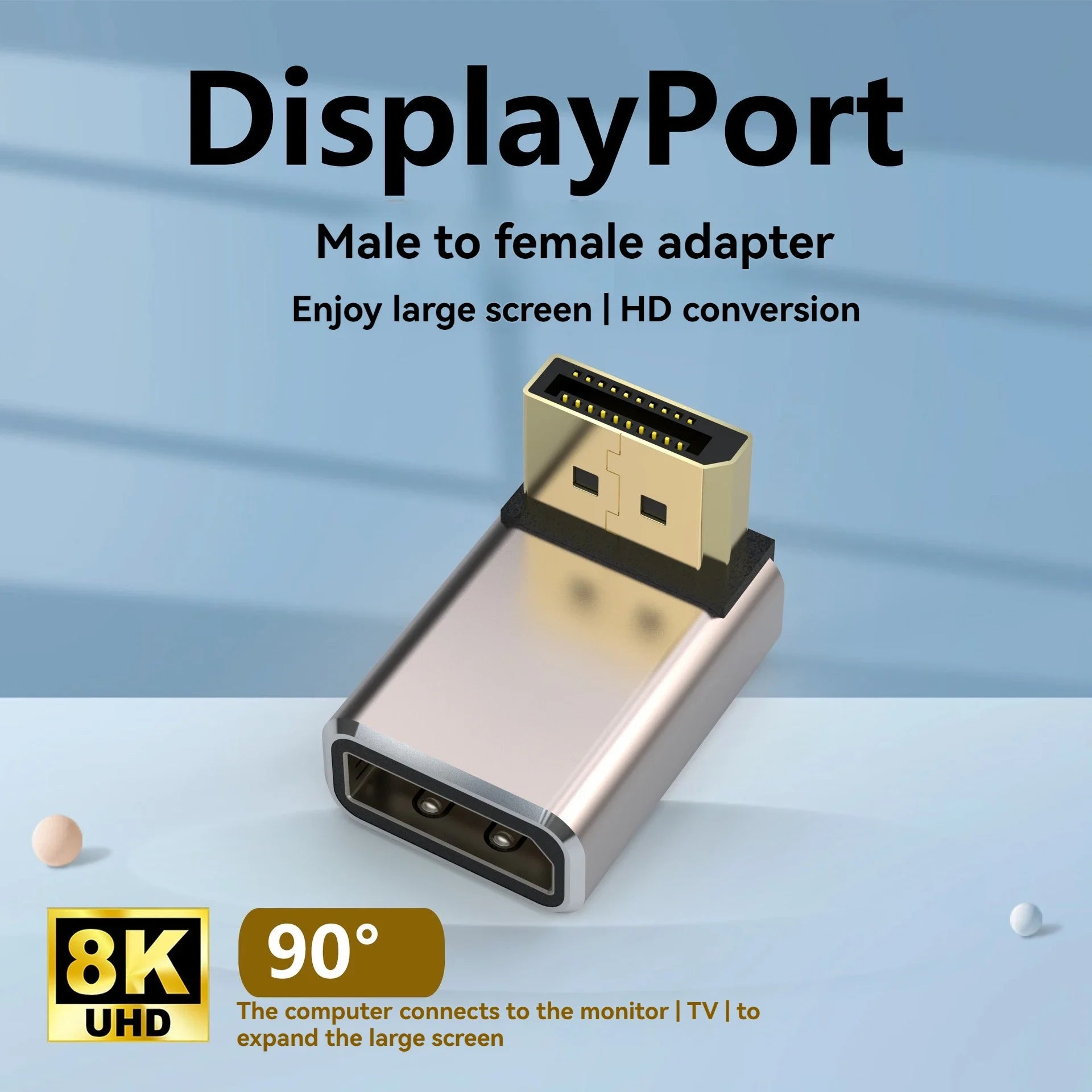 DP mâle à femelle coude à Angle droit de 90 degrés affichage de carte graphique d'ordinateur convertisseur Displayport 4K144hz tête de direction HD 8k