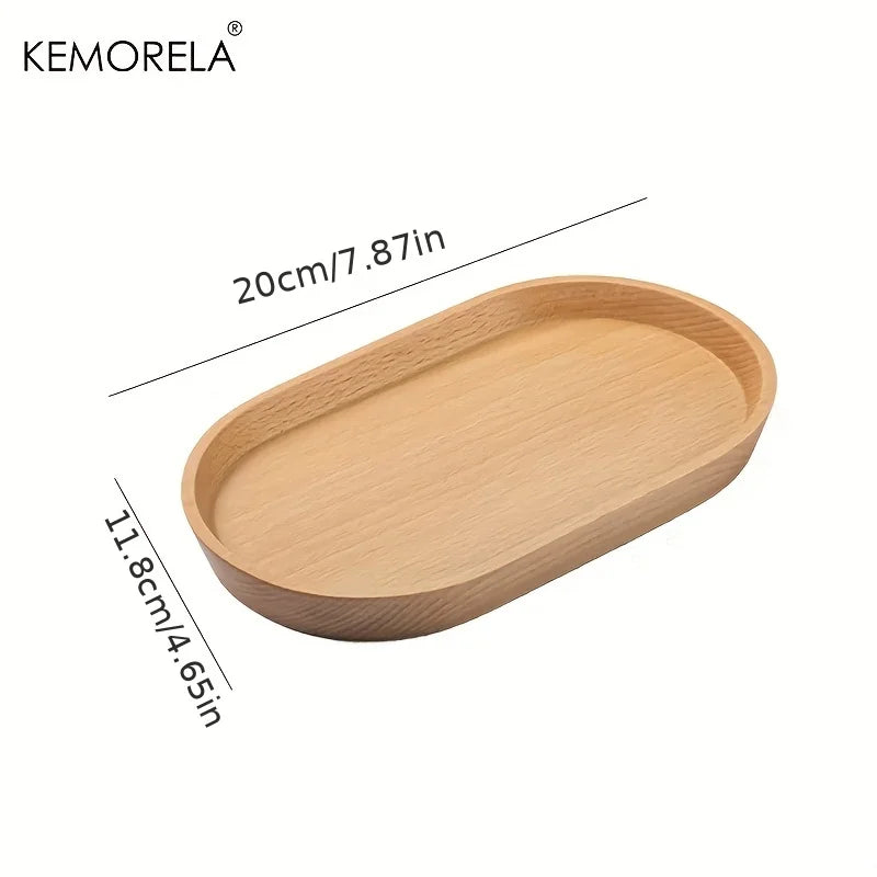 KEMORELA 1 pièces vaisselle assiette à Dessert ronde en bois massif plateau en bois de style japonais assiette à collation assiette de fruits secs assiette en bois
