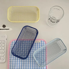 Panier de rangement de bureau INS, panier organisateur d'articles divers en métal, étui pour cartes photo, papeterie de bureau, fournitures pour la maison, support de tri de maquillage