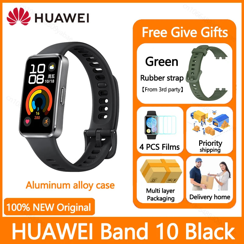 Montre connectée Huawei Band 10, originale, Compatible avec IOS et Android, suivi du sommeil, moniteur de santé, autonomie de 14 jours, nouvelle collection 2025