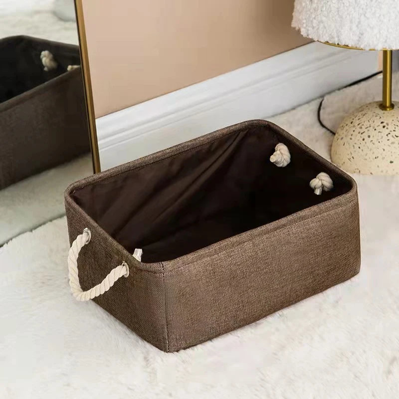 Paniers de rangement pliables en tissu de lin, organisateur de jouets pour enfants, boîte de rangement pour vêtements et articles divers, panier à linge