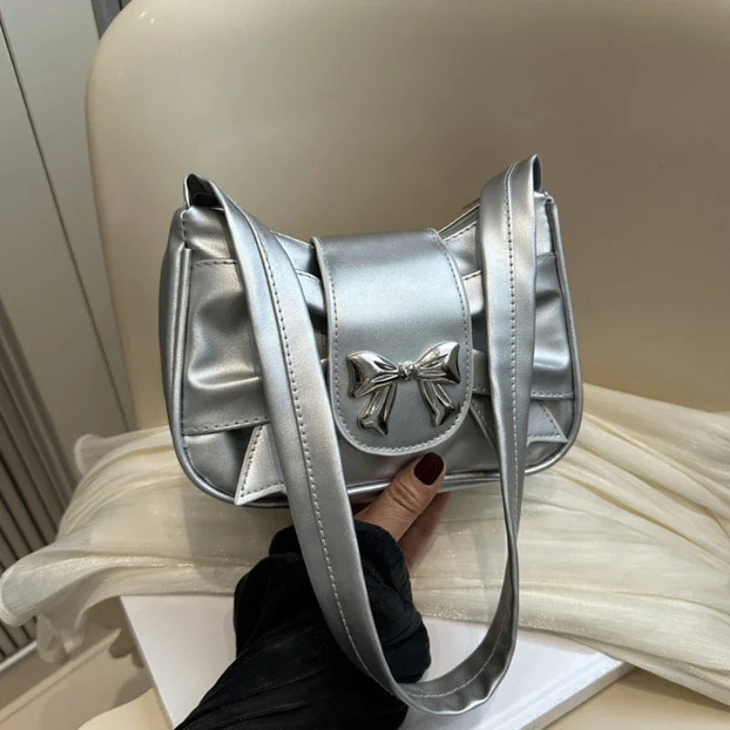 Sac à main en cuir PU pour femmes, sac à bandoulière tendance avec nœud, sac sous les bras décontracté, sacs de transport quotidiens, sac de Banquet, sacs d'affaires pour femmes