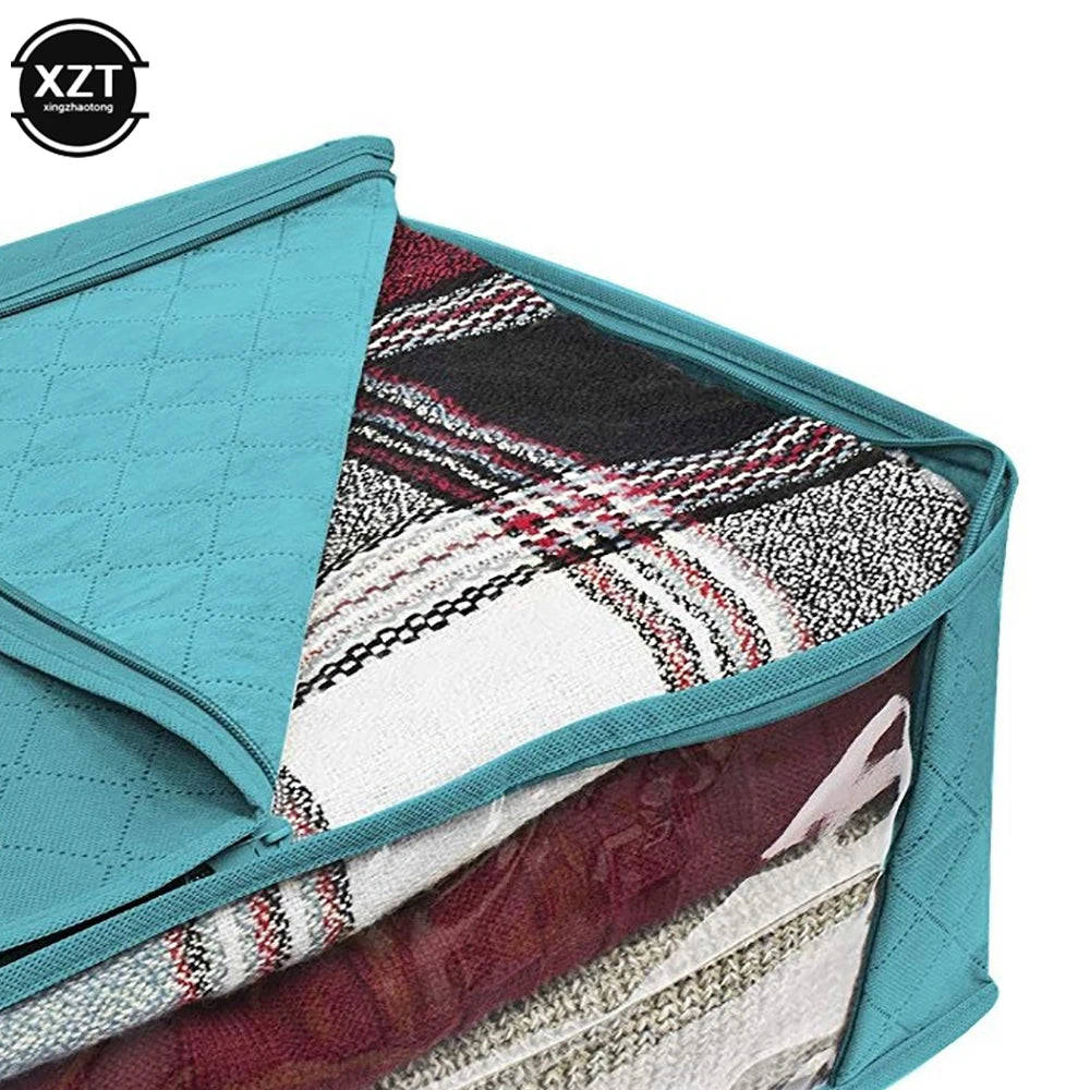 1PCS Folding Storage Box Fashion Clothes Collecting Case Non Woven Fabric With Zipper Moisture-proof Quilt Storage Box Hot Sale