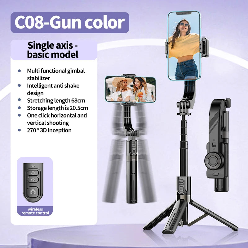 COOL DIER 2025 nouveau stabilisateur de cardan portatif Bluetooth téléphone portable perche à Selfie trépied réglable pour Smartphone Tiktok Live