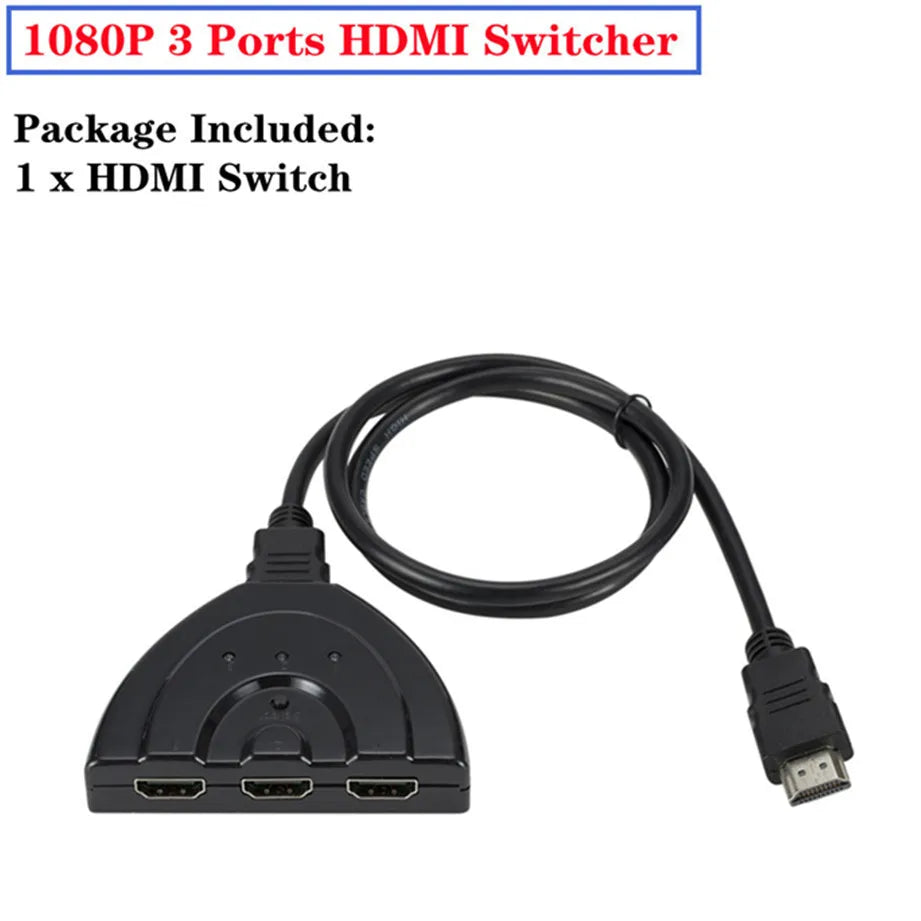 Répartiteur de câble HDMI 4K 2K 3x1, adaptateur de commutation vidéo HD 1080P, 3 entrées 1 Port de sortie, Hub HDMI pour Xbox PS4 DVD HDTV PC portable TV