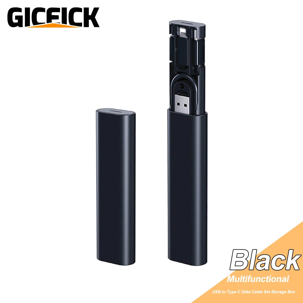 Boîte de rangement pour câble de charge rapide, adaptateur USB, PD 60W, For iPhone 15, 14, 13, Pro, Max, For Samsung S24, Xiaomi