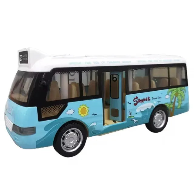 Enfants son lumière Tour Bus scolaire modèle garçon fille jouet moulé sous pression en métal petites voitures Bus de ville alimenté par Friction jouer jouets cadeau