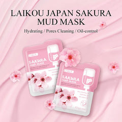 LAIKOU 7 pièces japon Sakura boue masque facial nettoyant blanchissant hydratant contrôle de l'huile Anti-âge masque à l'argile packs soins de la peau du visage