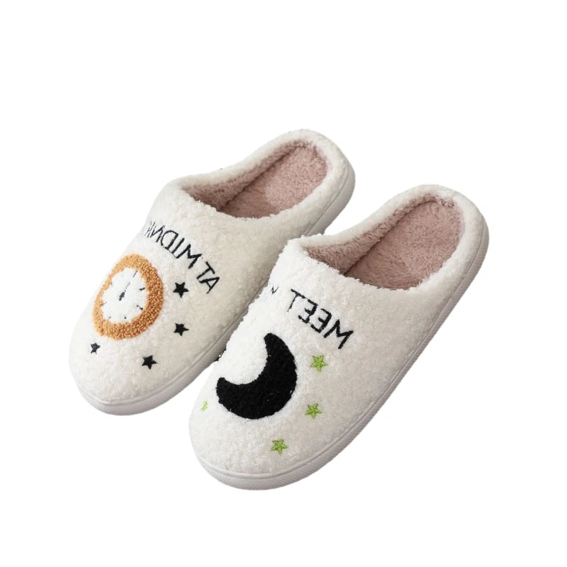 Pantoufles de mode familiale pour femmes et hommes, sandales plates chaudes de dessin animé pour la maison, mignonnes diapositives antidérapantes, chaussures de noël pour Couples, automne hiver 2024