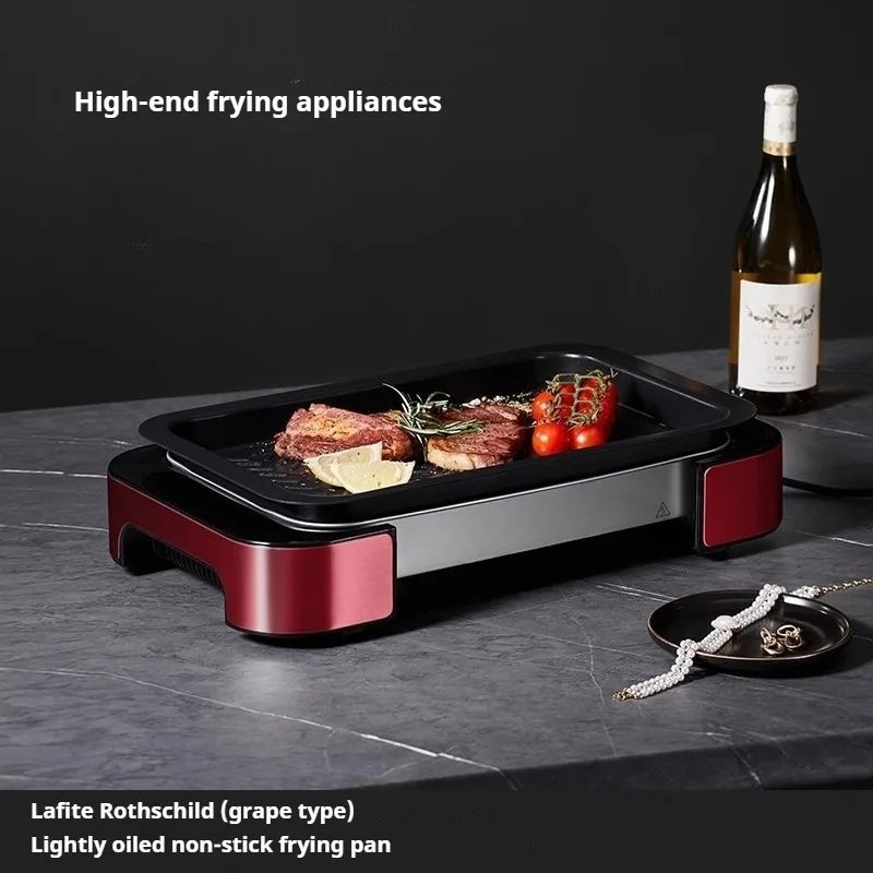 Poêle à gril électrique antiadhésive, plaque de cuisson pour usage domestique, plaque de rôtissage de poisson, appareil de cuisine de luxe léger