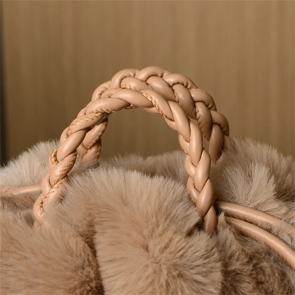 Sac à bandoulière en peluche citrouille pour femmes, fourre-tout mignon, mode automne hiver, sac à main de couleur unie, sacs à bandoulière de voyage