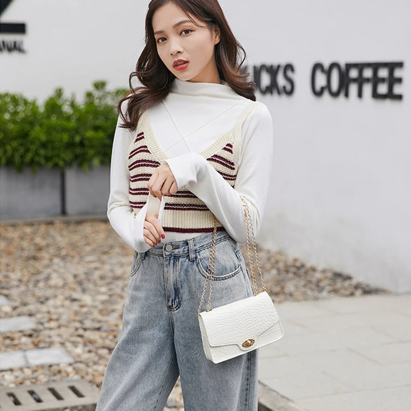 Petit sac messager en cuir noir pour femmes, sac à bandoulière tendance pour dames, sacs à main de luxe simples