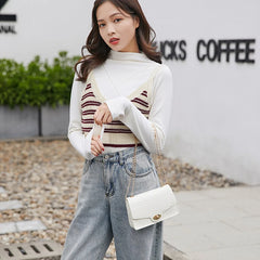 Petit sac messager en cuir noir pour femmes, sac à bandoulière tendance pour dames, sacs à main de luxe simples