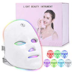 Masque Facial LED 7 couleurs, thérapie photonique, soins de la peau, outils de rajeunissement de la peau, Anti-acné, élimination des rides, masque de beauté du visage