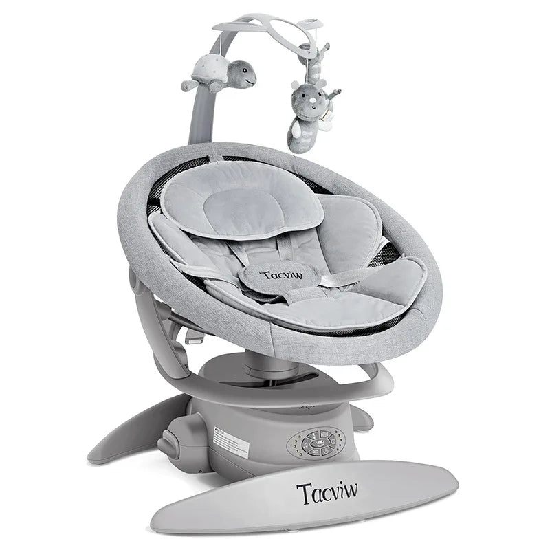 Chaises à bascule électriques pour bébé, chaise apaisante pouvant s'allonger ou s'asseoir balançoire pour bébé électrique 180 °   Siège rotatif, bascule multi-vitesses pour bébé