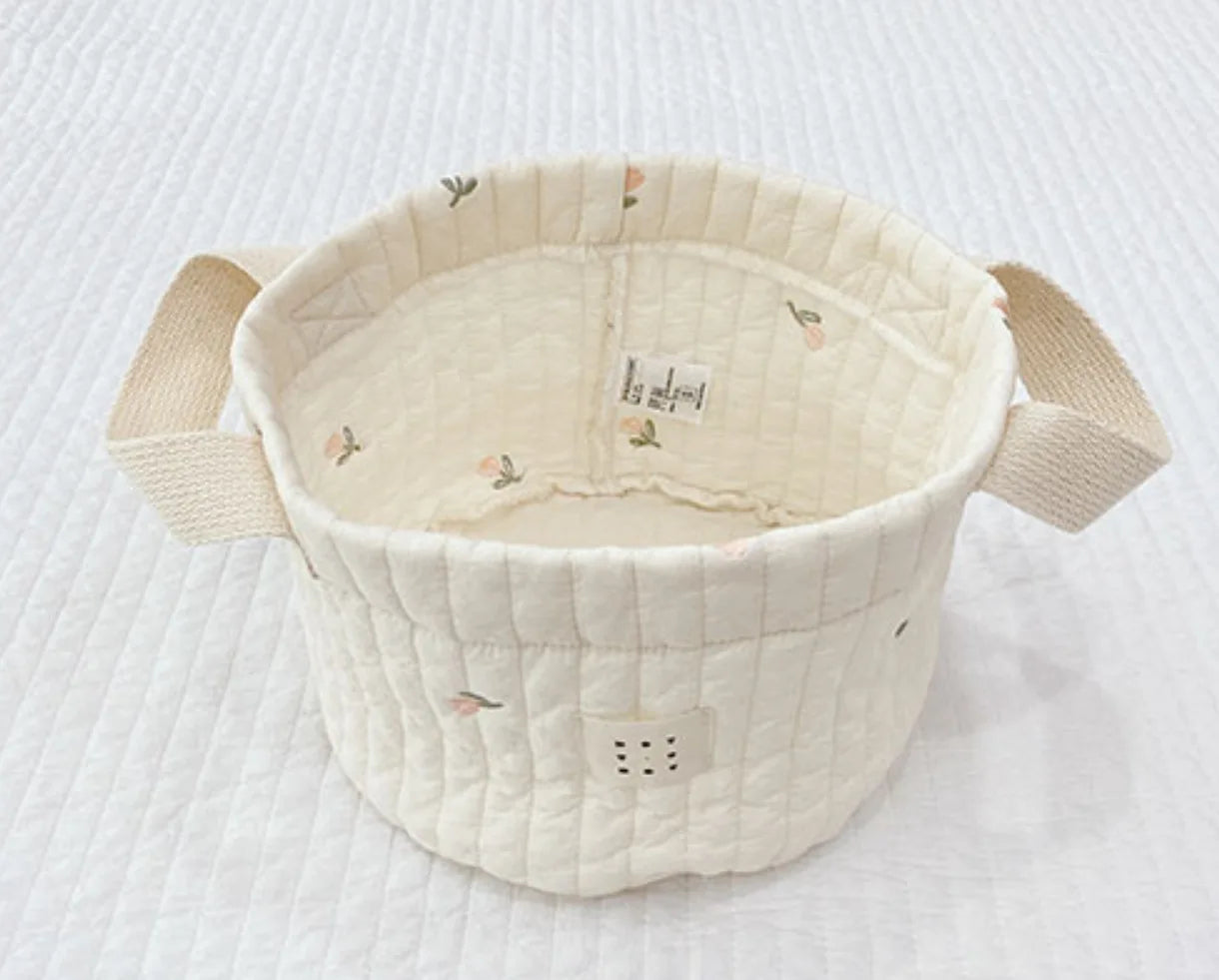 Sac d'organisation en coton Beige brodé pour couches de bébé, sac de rangement pour jouets, panier de rangement polyvalent pour berceau, 1 pièce