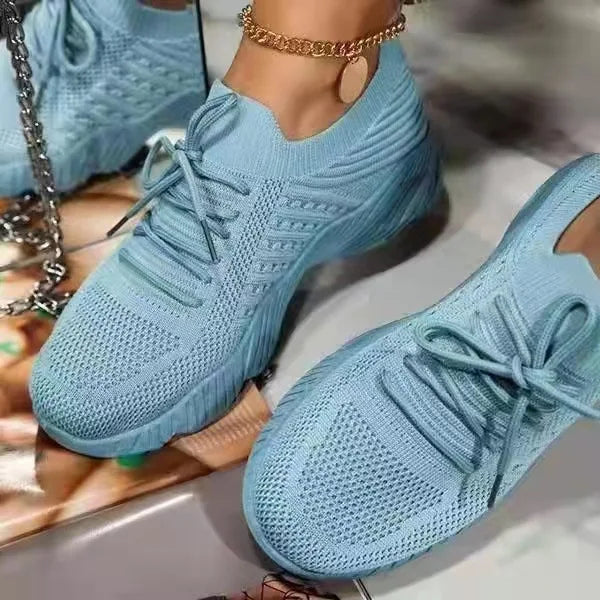maille respirante femmes casual baskets lacets vulcanisés chaussures dames plate-forme baskets femmes chaussures plus taille zapatos de mujer