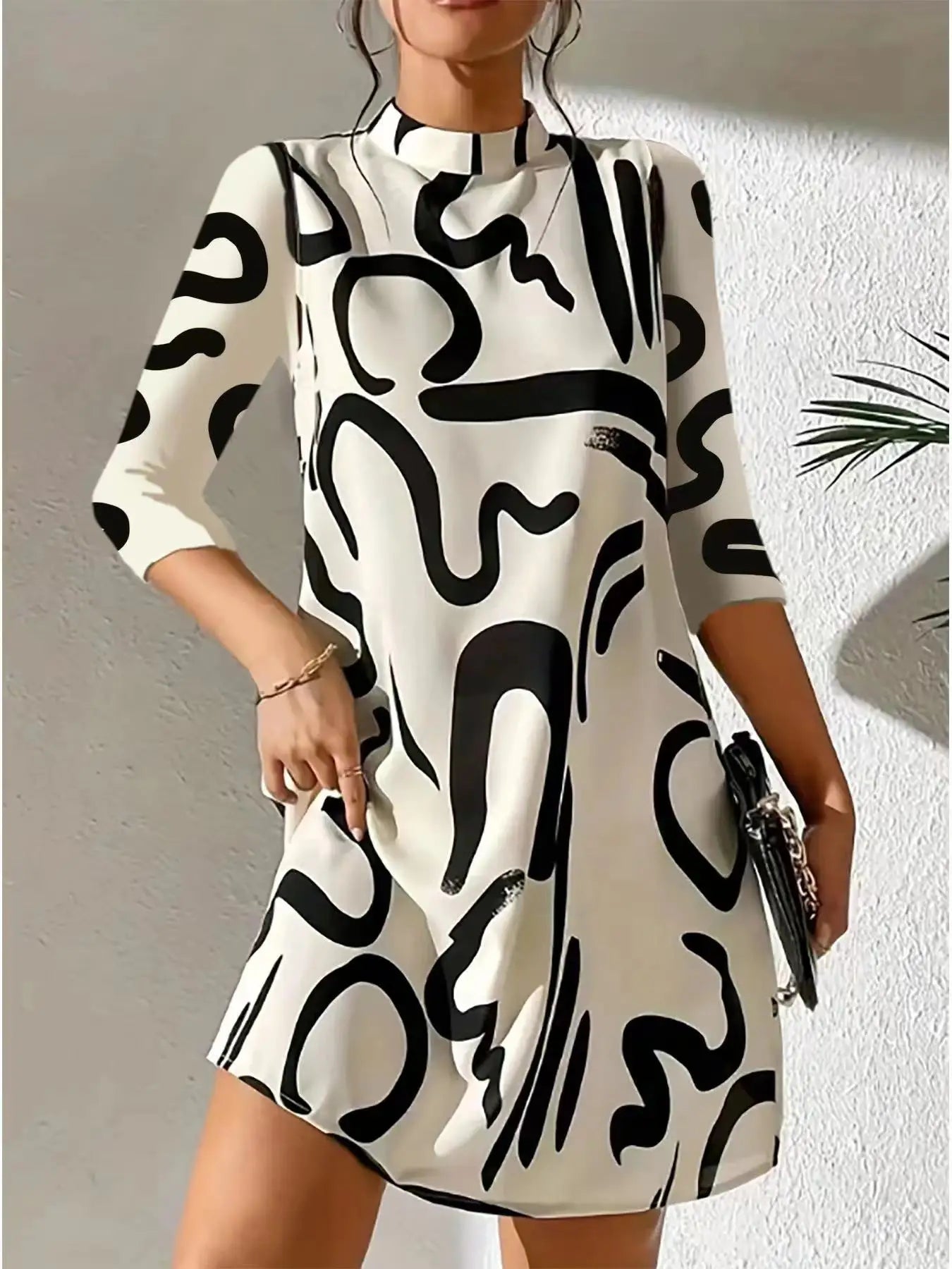 Mode à manches longues imprimé Mini Robe femmes 2023 automne tempérament décontracté bureau dames robes pour femmes Robe Femme