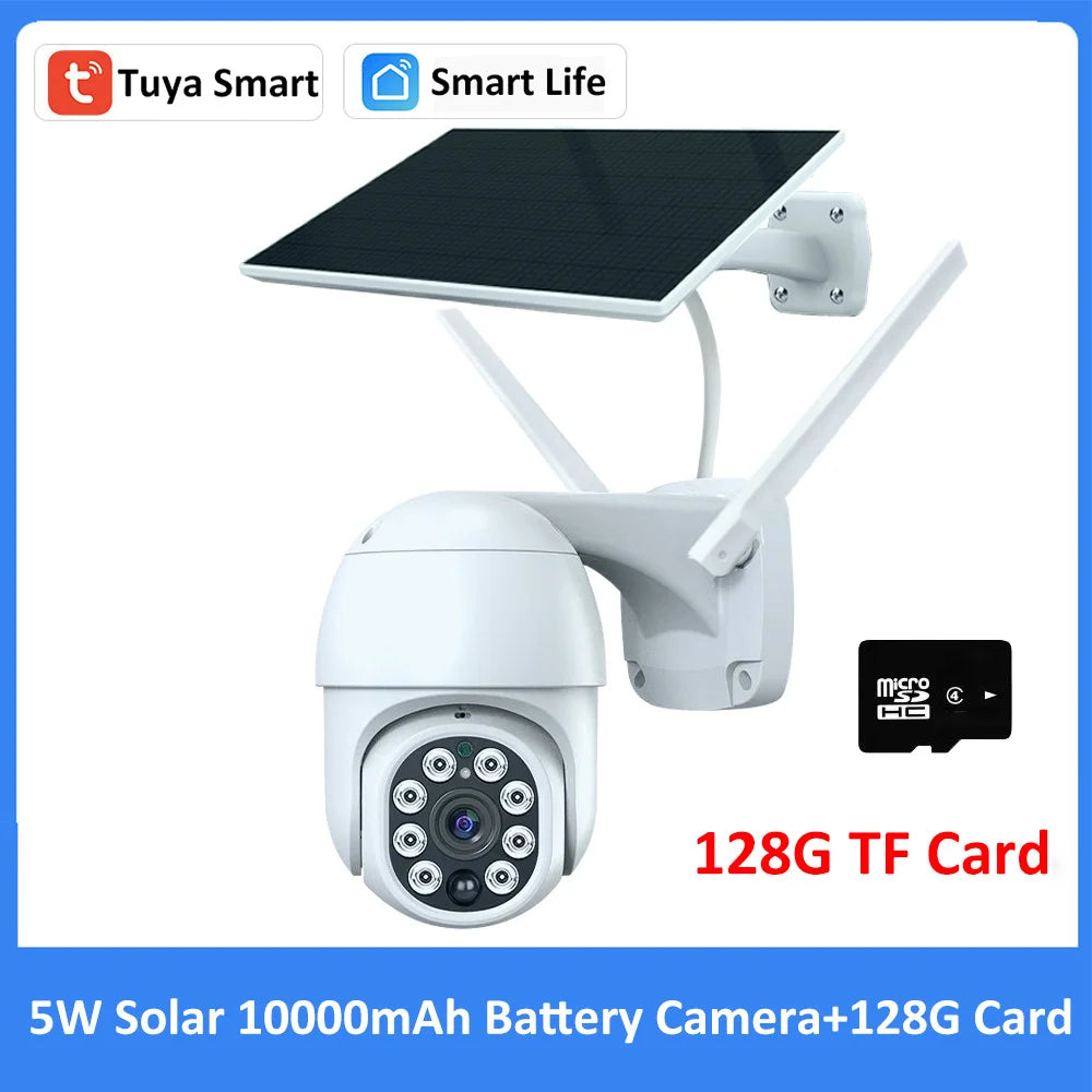 Tuya Smart Life APP 3MP WiFi batterie solaire suivi de mouvement Site patrouille PIR Surveillance sécurité extérieure PTZ couleur lumière caméra