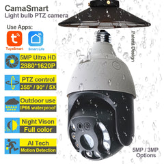 4/5MP Tuya ampoule caméra Wifi IP PTZ extérieur LED Surveillance vidéo corps humain détection de mouvement couleur Vision nocturne sécurité à la maison