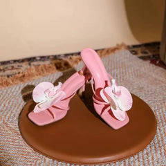 Oulylan talons hauts pantoufles décontracté été chaussures pour femmes de luxe femmes talons hauts sandales Style élégant fleur orteil
