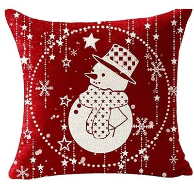 Taie d'oreiller en lin joyeux Noël, flocon de neige, boule, voiture rouge avec arbre, cerf, joyeux hiver, coussin de canapé, salon