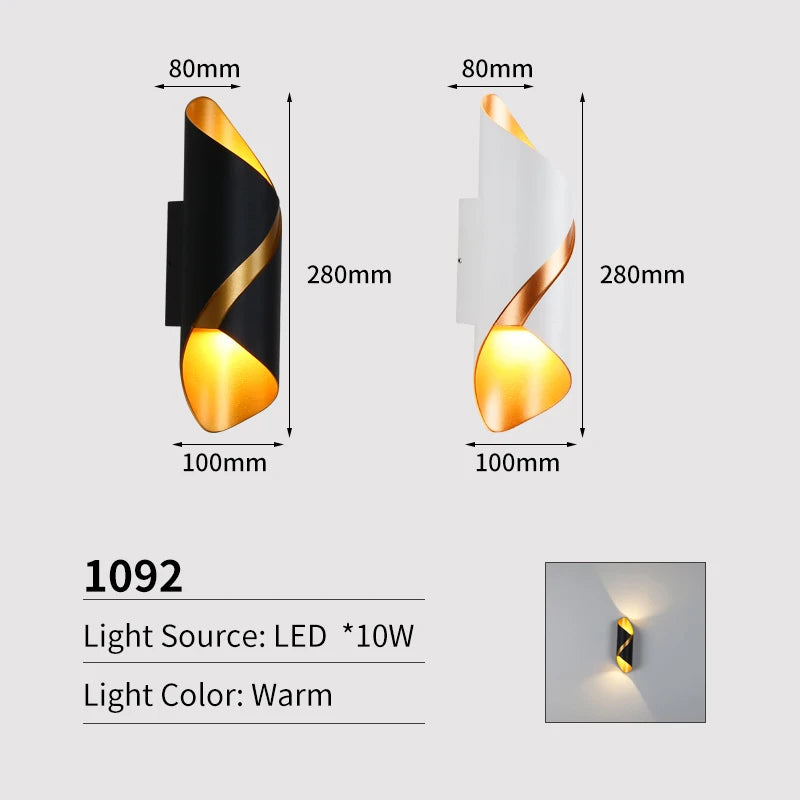 JoollySun Wall Light Outdoor Lamp Home Decor Lighting for Balcony Garden LED Waterproof Aluminium Modern Wall Mounted Sconces