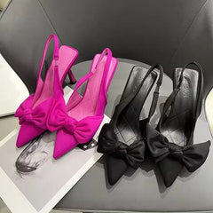 Femmes chaussures 2024 printemps nouveau papillon noeud femmes Slingbacks talons chaussures robe Sexy talon mince bout pointu dames talons hauts femmes