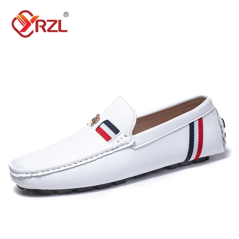 YRZL mocassins blancs hommes mocassins en cuir PU noir pour homme mocassins à enfiler décontractés hommes mocassins confortables chaussures de conduite pour hommes