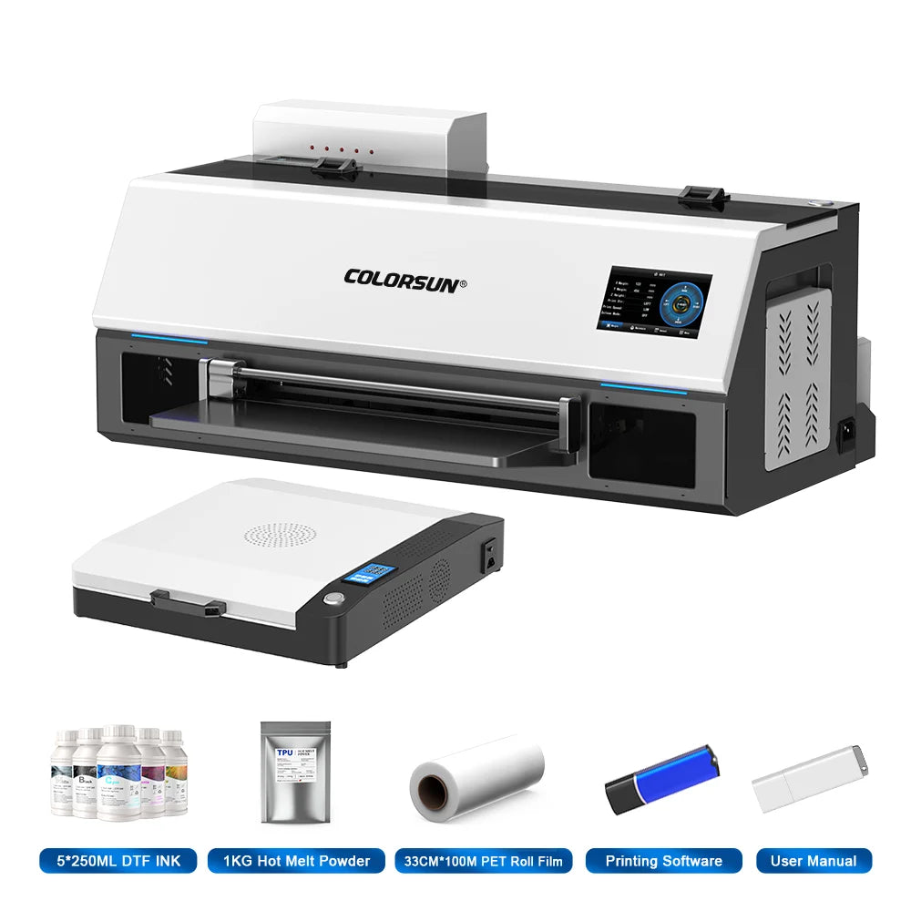 Colorsun A3 DTF imprimante pour Epson XP600 DTF Machine d'impression Impresora A3 DTF imprimantes pour T-Shirts sweats à capuche tout tissu