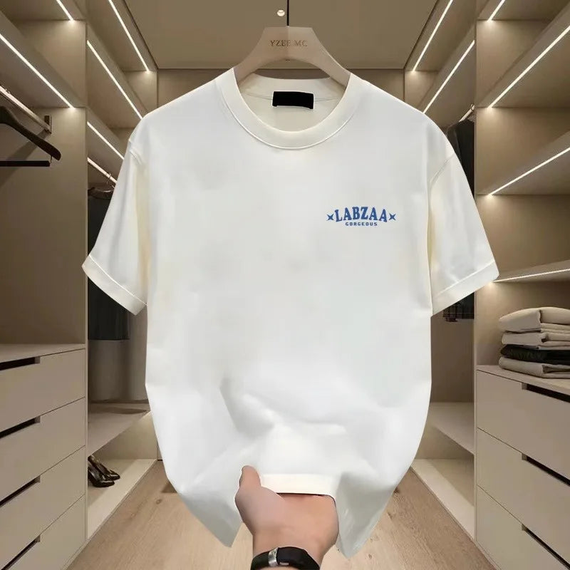 Men's Harajuku Fashion Graphic T-shirt Kpop Letter Print Casual Summer Short Sleeved Hip-hop O-Neck Black Shirts Tops Streetwear