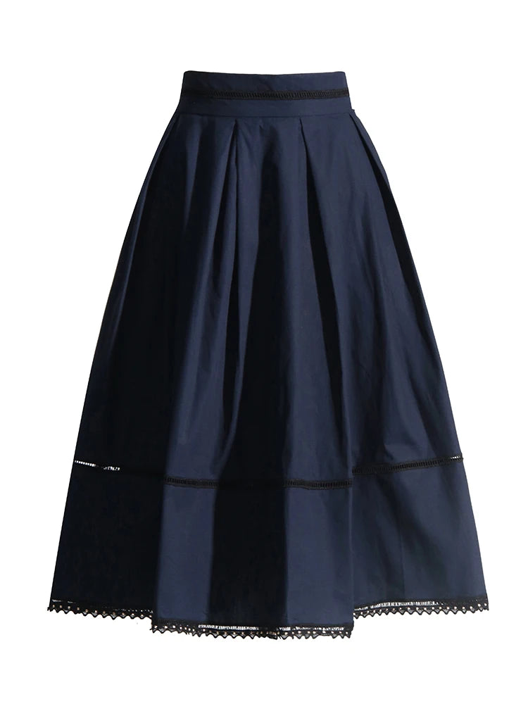 TWOTWINSTYLE – ensemble deux pièces pour femmes, couleur unie, haut à manches courtes, taille haute, jupe trapèze, Slim, mode féminine, nouveau, été