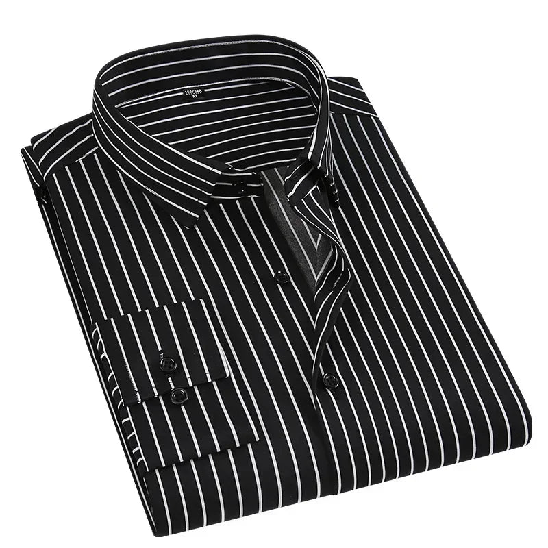 Nouveau bonne qualité hommes robe chemise à manches longues rayé bureau d'affaires chemise décontractée coupe ajustée Streetwear Homme grande taille M-5XL