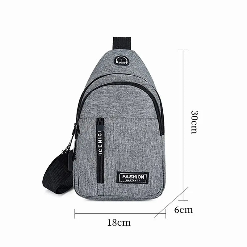 Men's Bag Solid Color Men's Chest Bag Outdoor Casual Fashionable Small Satchel Canvas Handbag Zipper Messenger Fashion Bags