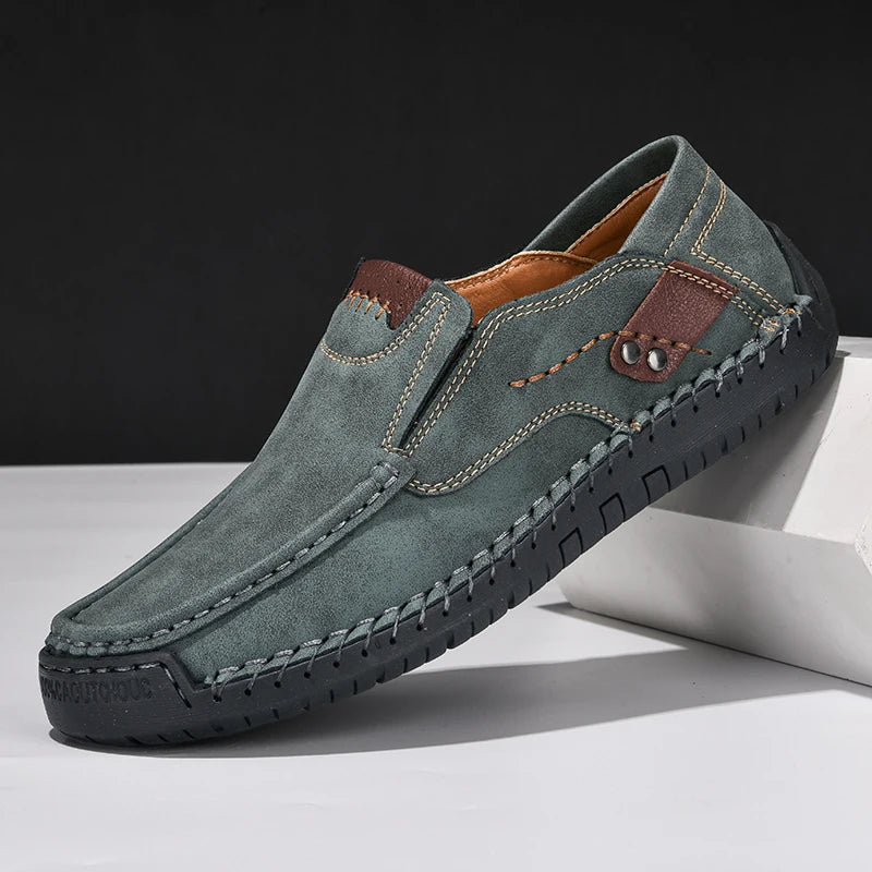 Chaussures en cuir faites à la main pour hommes, mocassins confortables et décontractés à enfiler, mocassins plats, chaussures de marche, livraison directe