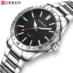 CURREN 8452 hommes montre à Quartz Simple mode loisirs affaires horloge noir argenté bracelet en acier inoxydable montre-bracelet pour homme