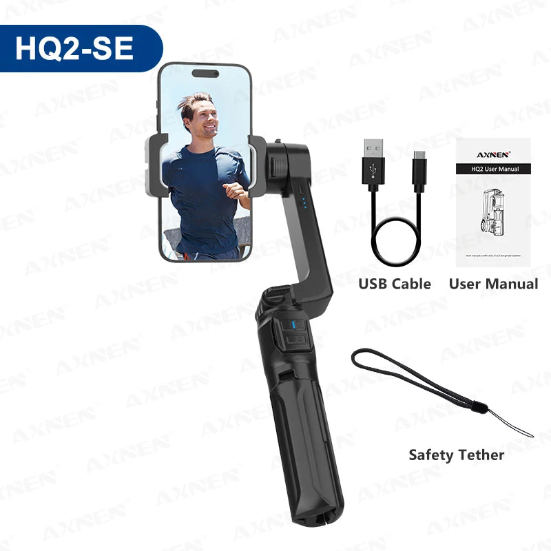 AXNEN-Stabilisateur de téléphone portable série HQ2, cardan pour smartphone GoPro, extension de caméra d'action, perche à selfie, trépied, le plus récent