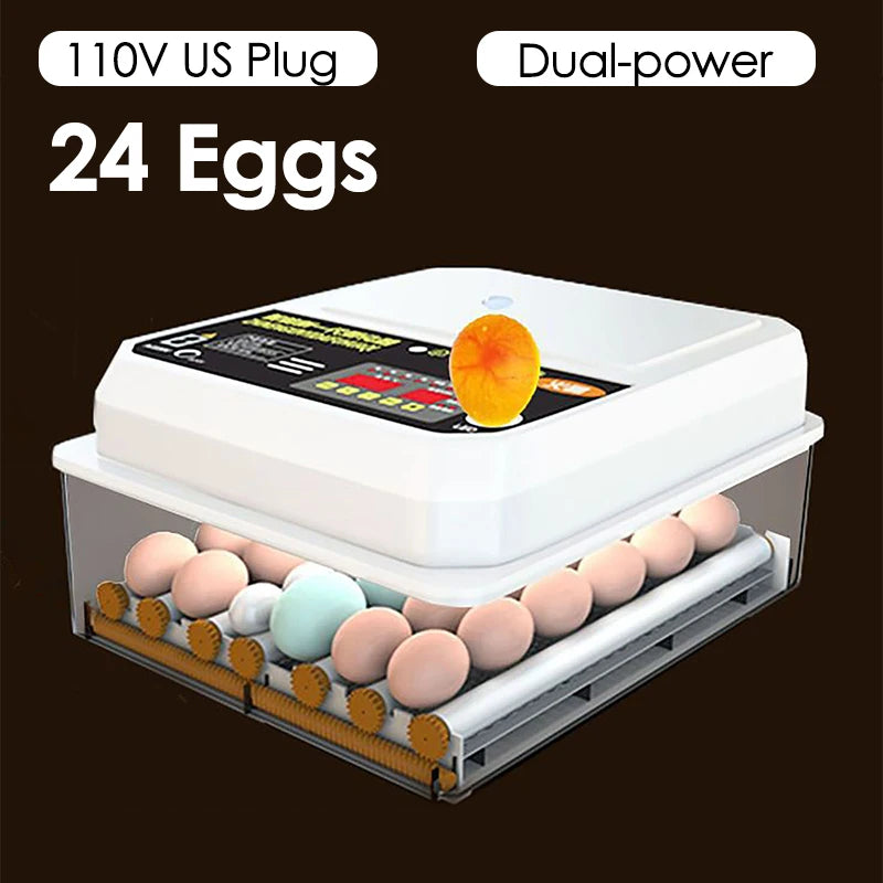 Incubateur d'œufs électrique Intelligent à double électrique, entièrement automatique, pour poulet, canard, oie, Pigeon, ferme de volaille, couveuse d'oiseaux, 24