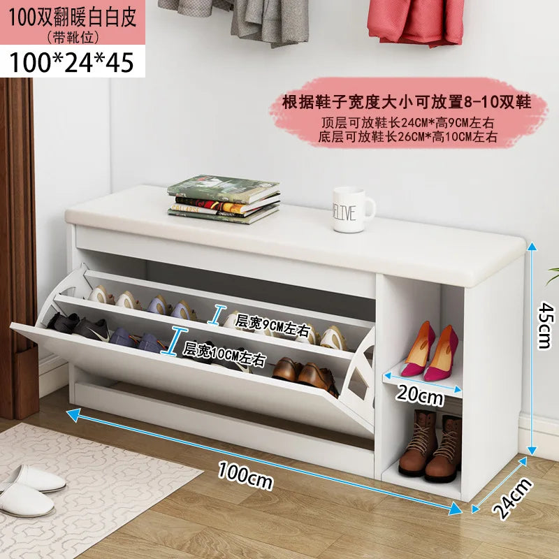 Porche entrée chaussure chaise rembourré salon maison rabat étagère à chaussures banc avec siège armoire à chaussures multicouche