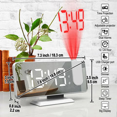 360 °   Réveil numérique à Projection LED, montre de Table électronique, horloge de chevet, affichage de la température et de la Date, modèle Snooze
