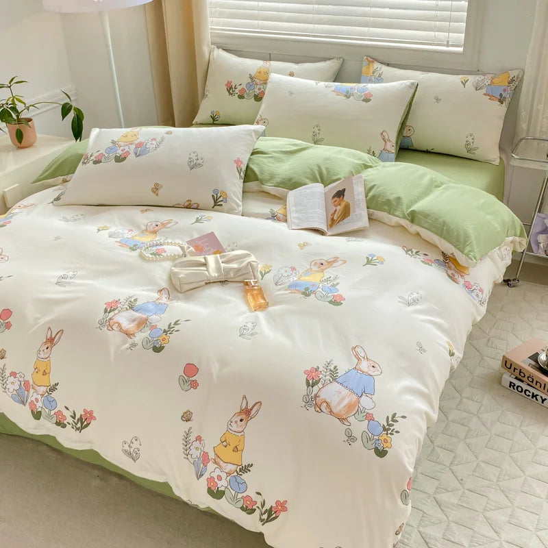 Parure de lit rayée pour enfants et adultes, style INS, double, reine, taille athlon, housse, drap plat, taie d'oreiller, linge de lit, couette, textile de maison