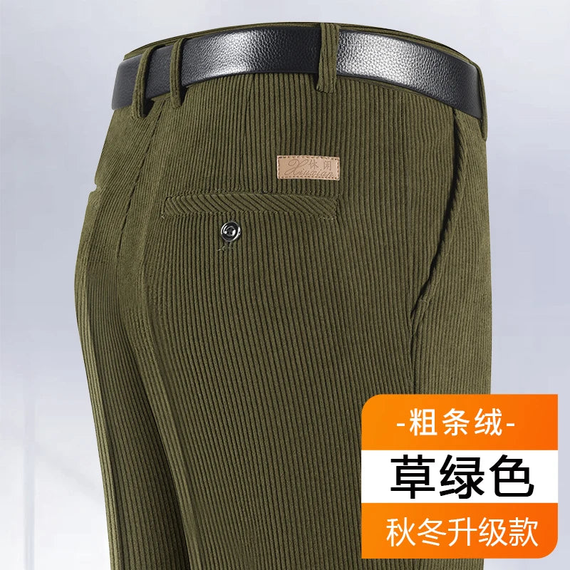 Pantalon en velours côtelé 2024 coton pour hommes, tissu doux et confortable, jogging pour hommes d'âge moyen, papa mari, pantalon de bureau quotidien