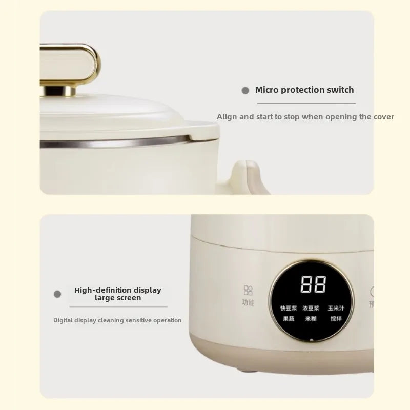 Mélangeurs à grande vitesse 220V, détachables et faciles à nettoyer, silencieux, 1,2 l, Mini machine automatique pour lait de soja, extrait de jus, pâte de riz