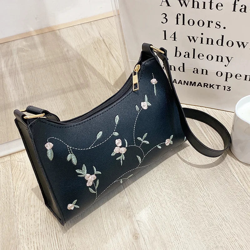 Sac à main en cuir PU souple pour femmes, petit fourre-tout pour filles, sacs sous les bras, sac à main de voyage de plage, dentelle florale, été initié
