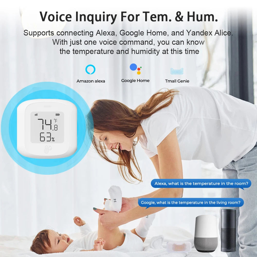 Tuya WiFi/Zigbee capteur intelligent de température et d'humidité écran LCD intérieur thermomètre moniteur fonctionne avec Alexa Google Assistant