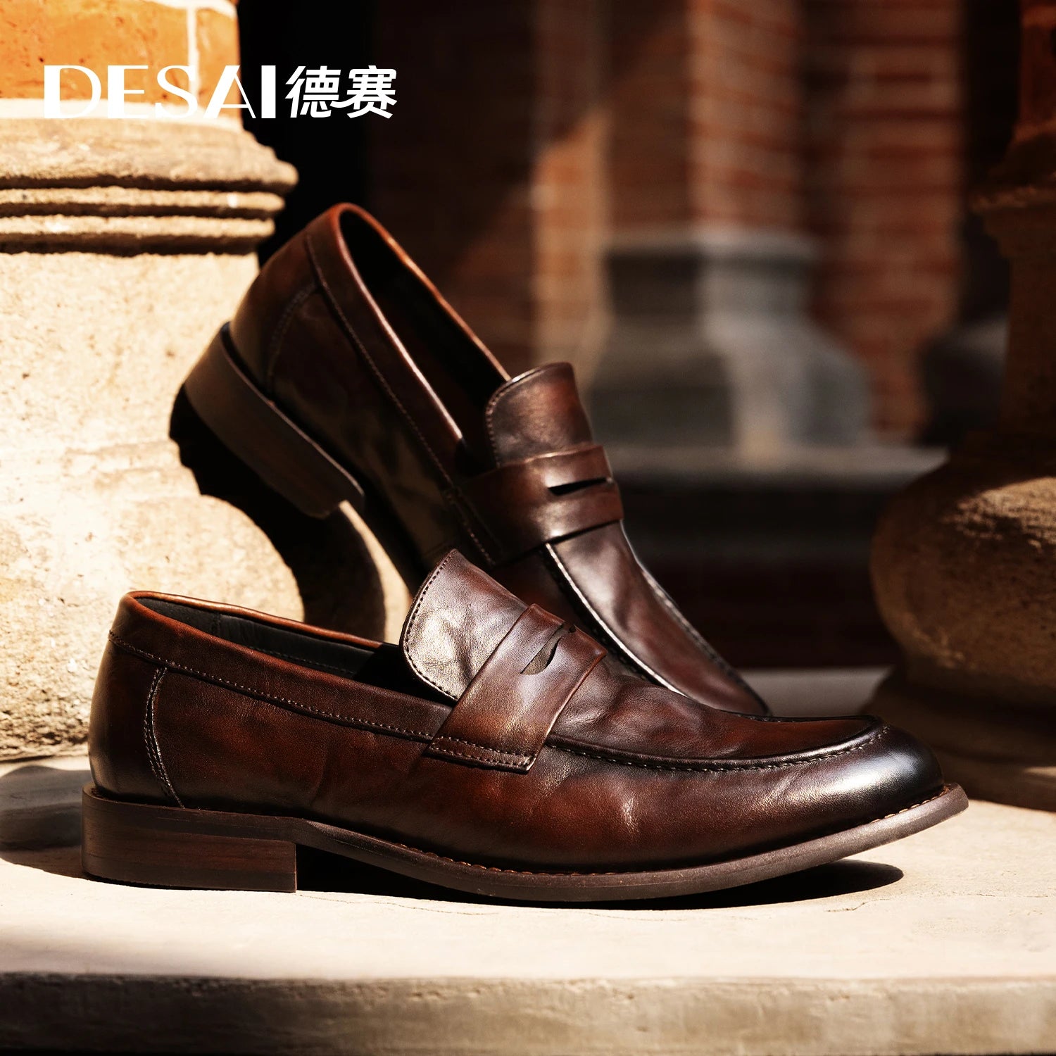Desai-Chaussures en cuir véritable pour hommes, mocassins confortables, semelle souple, coupe basse, style britannique, chaussures d'affaires décontractées