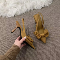 Femmes chaussures 2024 printemps nouveau papillon noeud femmes Slingbacks talons chaussures robe Sexy talon mince bout pointu dames talons hauts femmes