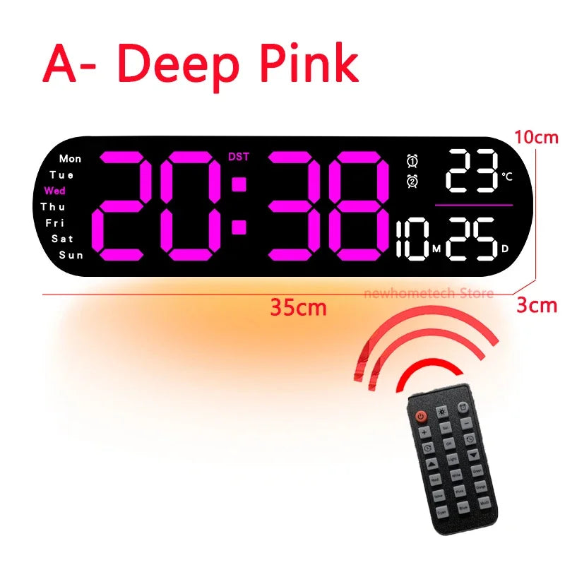 Horloge murale numérique grand écran LED affichage de la température et de l'humidité réveil électronique décoration de la maison créative télécommande
