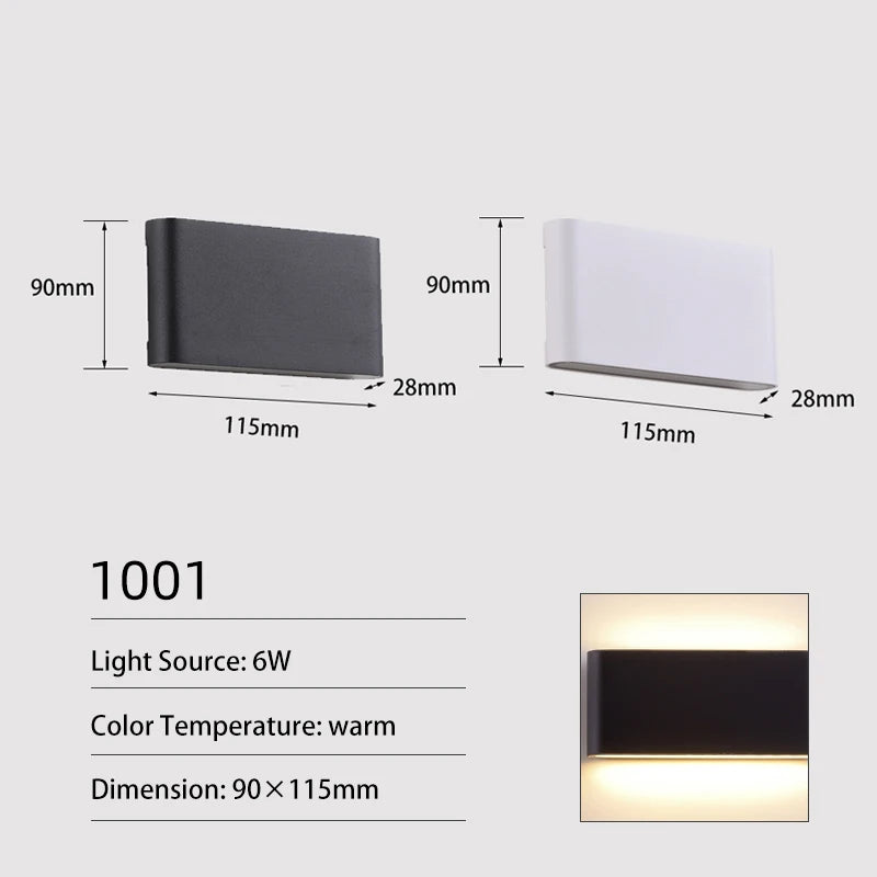 JoollySun Wall Light Outdoor Lamp Home Decor Lighting for Balcony Garden LED Waterproof Aluminium Modern Wall Mounted Sconces